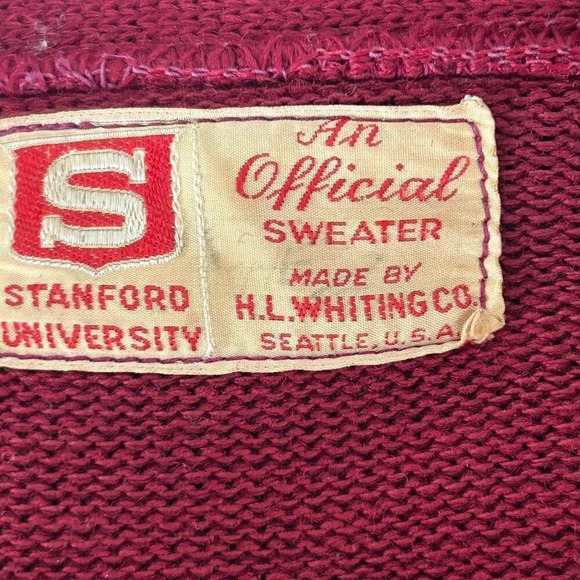 Stanford University Vintage 40s Official Varsity Sweater by H L Whiting - Picture 2 of 5